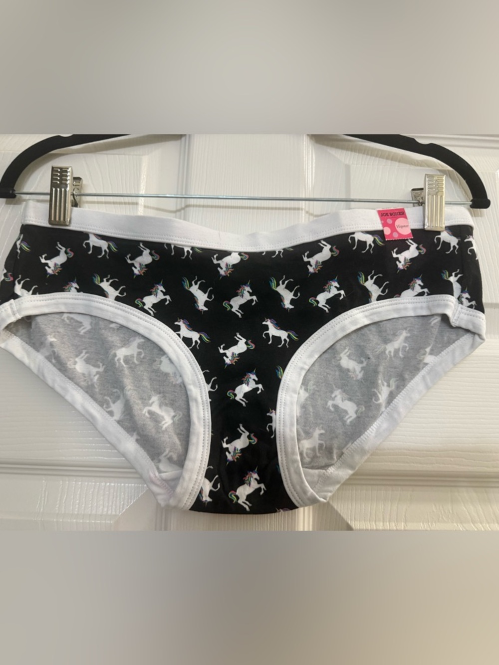 VTG - Kmart - Joe Boxer Black Briefs with White Rainbow-Maned Unicorns